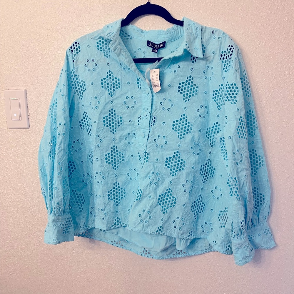 J Crew blouse L baby blue color